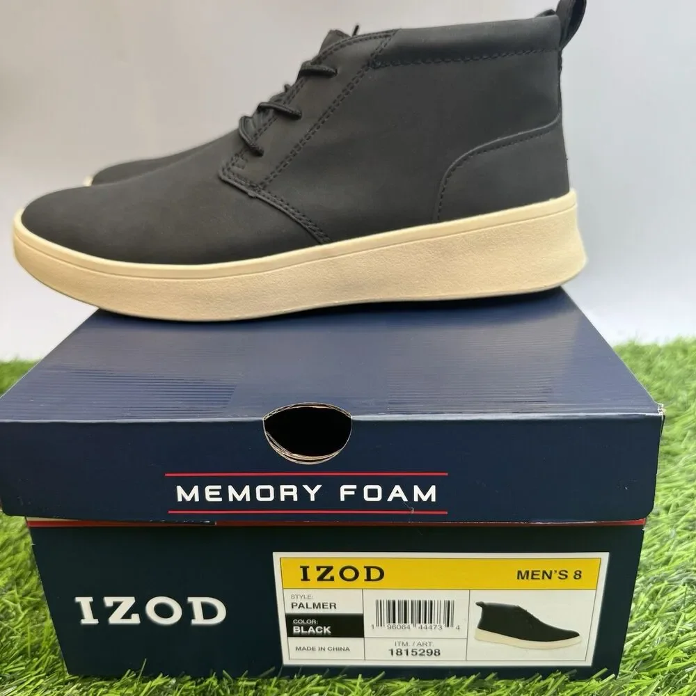 IZOD Palmer Men's Size 8 Lace-up Chukka Boots, Black New in Box